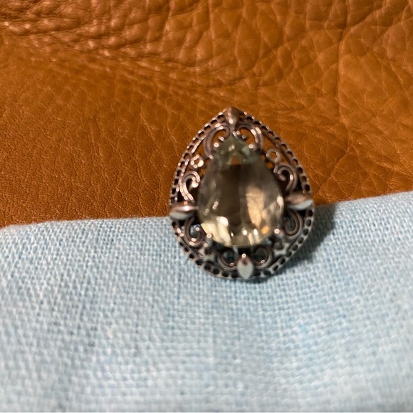 925 silver citrine tear drop semi precious stone, size 8 - Picture 6 of 8